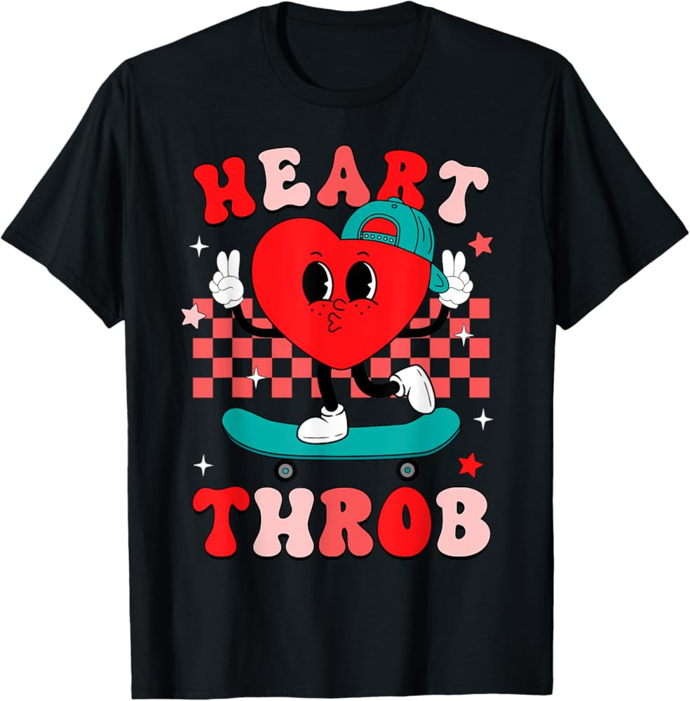 Retro Groovy Heart Throb Valentines Day Toddler Boy Kid T-Shirt | Amazon (US)