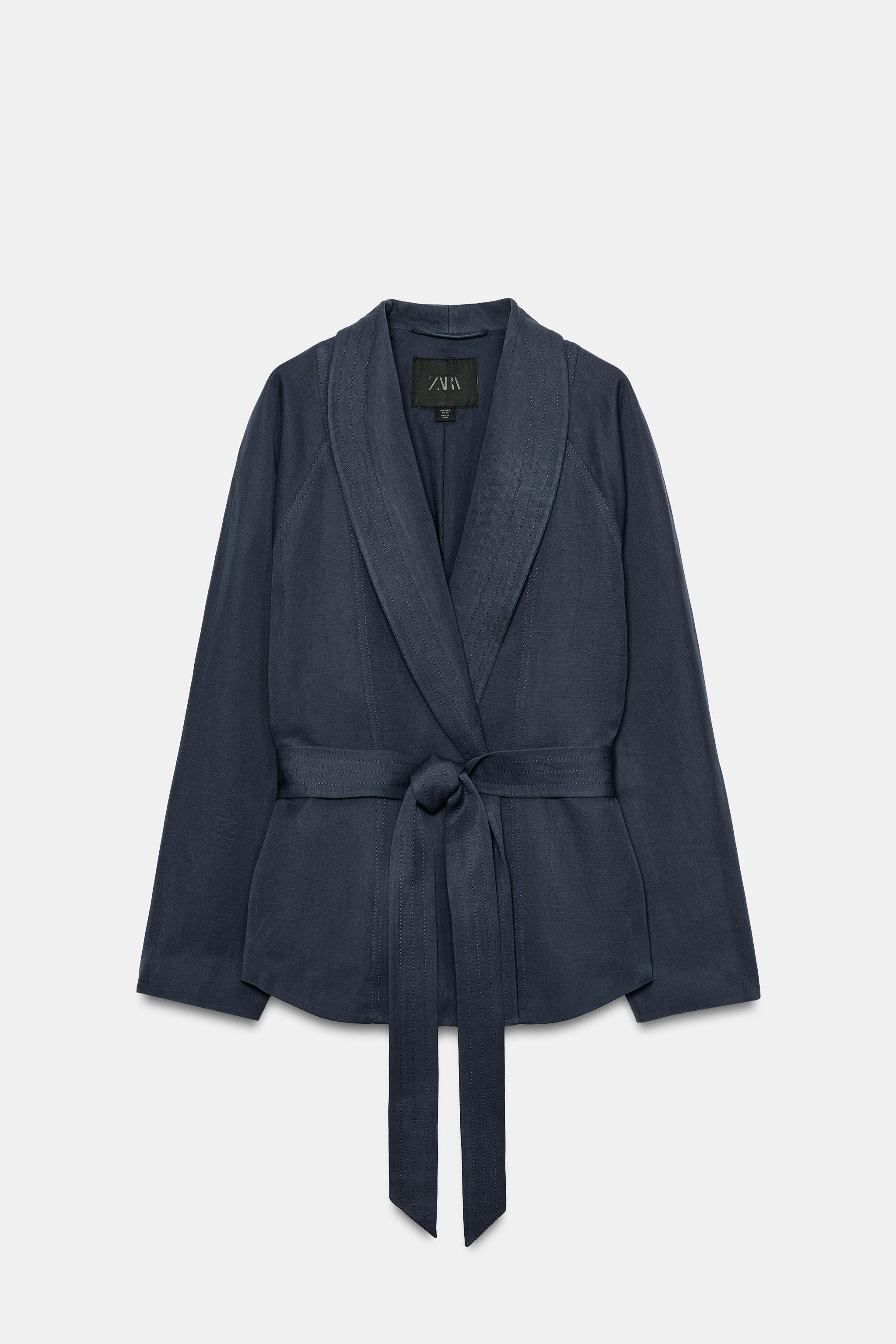 ZW COLLECTION LINEN BLEND BELTED BLAZER | Zara UK
