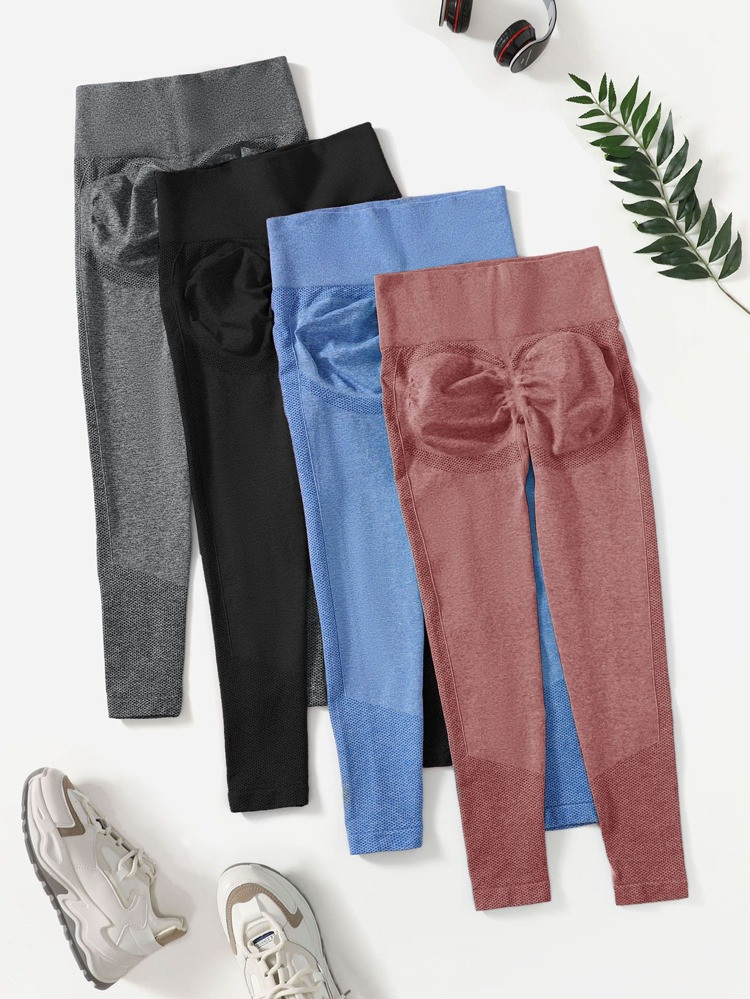 4pcs Seamless High Stretch Scrunch Butt Sports Leggings | SHEIN