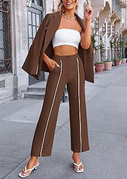 PRETTYGARDEN Women's Fall 2 Piece Blazer Outfits Business Casual Oversized Jacket Wide Leg Work P... | Amazon (US)