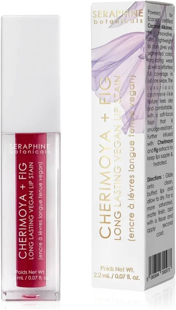 Seraphine Botanicals Long Lasting Vegan Lip Stain with Cherimoya & Fig Extracts - Lustrous Liquid... | Amazon (US)