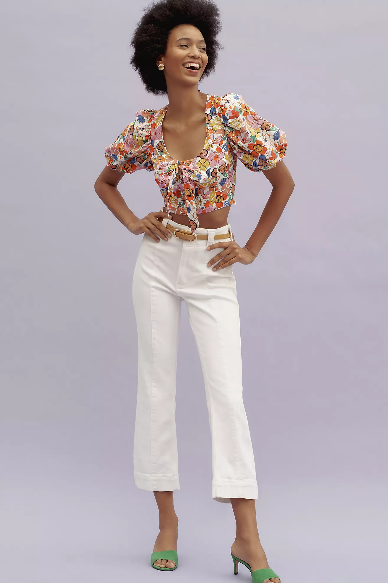 Pilcro Slim 70s High-Rise Crop Flare Jeans | Anthropologie (US)