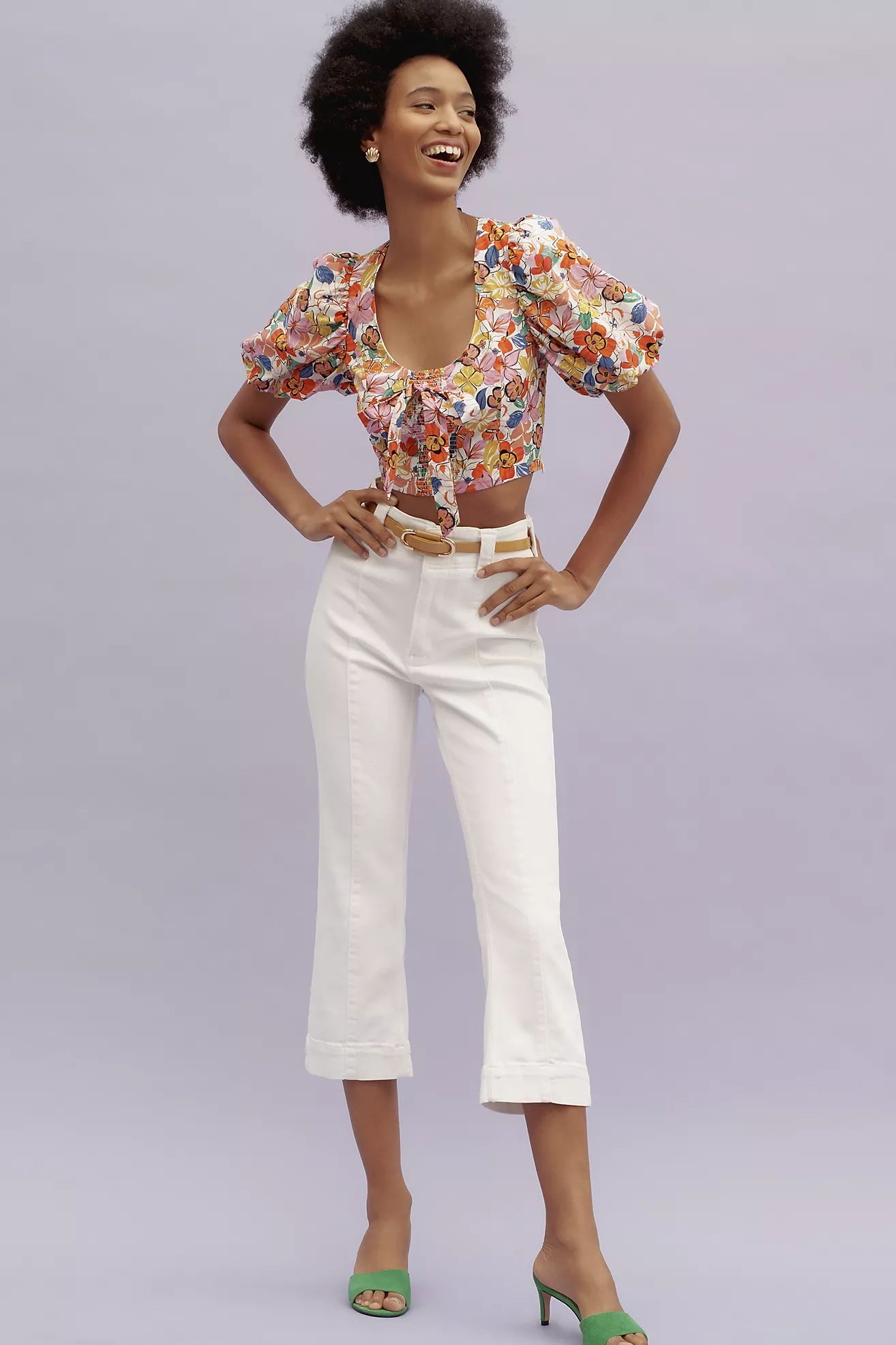 Pilcro Slim 70s High-Rise Crop Flare Jeans | Anthropologie (US)