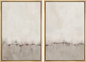 MUDECOR Framed Canvas Print Wall Art Set Watercolor Pastel Duotone Tan Landscape Abstract Shapes ... | Amazon (US)