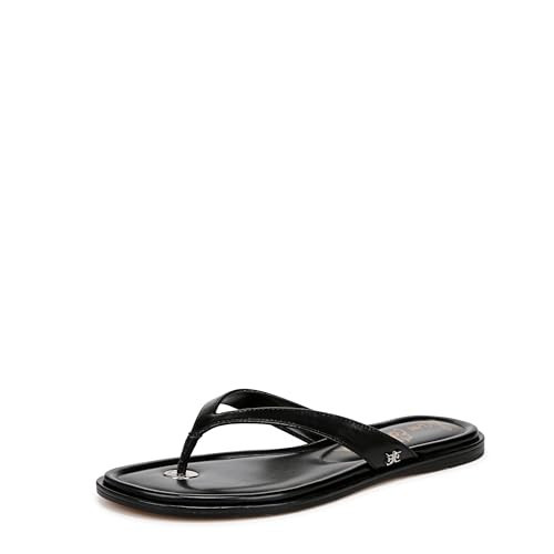 Sam Edelman Women's Remi Flat Sandal, Black Leather, 5.5 | Amazon (US)