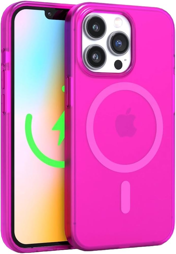 FELONY CASE - Neon Pink Crystal Clear Phone Case for iPhone 15 Pro Max, Compatible with MagSafe -... | Amazon (US)