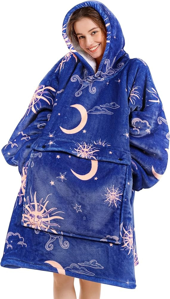 Narecte Cozy Oversized Blanket Hoodie Wearable Blanket Adults Soft Hooded Blanket Hoodie Birthday... | Amazon (US)