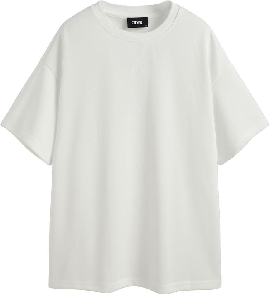 CIDER Round Neckline Solid Short Sleeve Sweatshirt | Amazon (US)