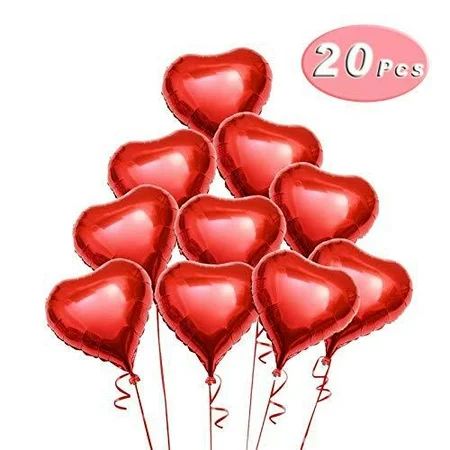18 Inch Red Heart Balloons Foil Balloons Mylar Balloons for Party Decorations, 20 Pieces | Walmart (US)
