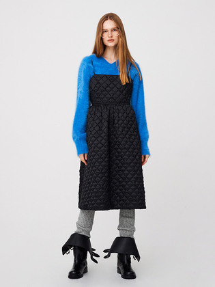 Argyle Quilting Baby-doll Dress / Black | (주)더블유컨셉코리아/W Concept(KR)