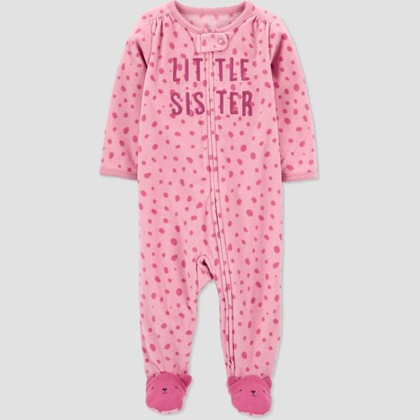 Baby Girls' 'Little Sister' Dot Footed Pajamas - Just One You® made by carter's Pink | Target