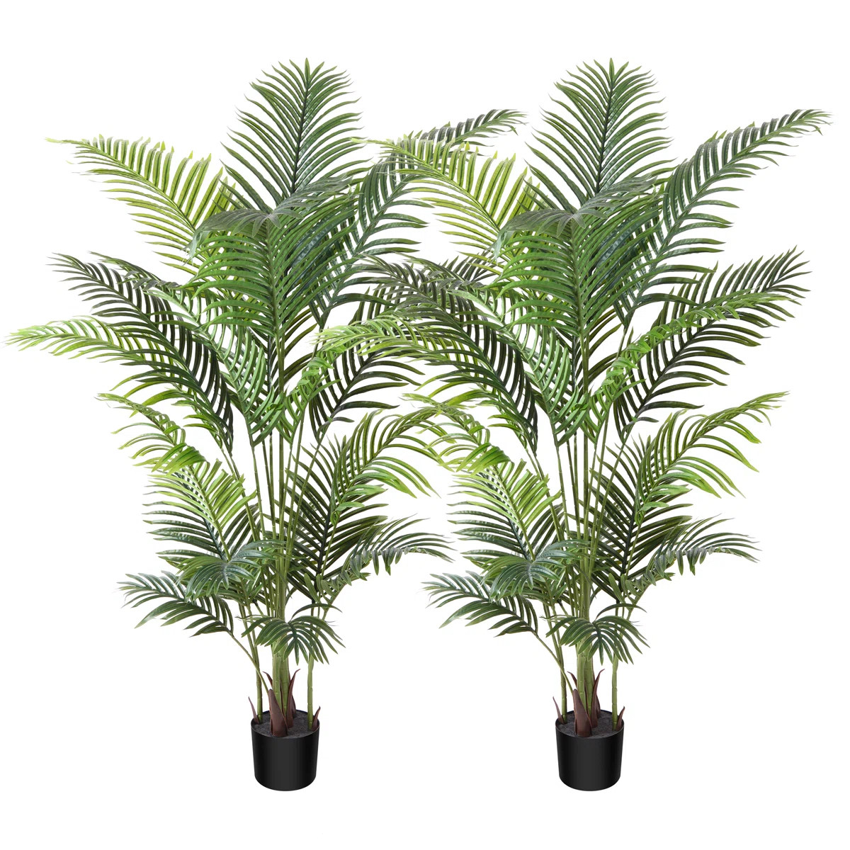 Adcock Set of 2 Artificial Palm Tree in Black Pot, 71in UV Resistant Faux Palm Plant for Home Ind... | Wayfair North America