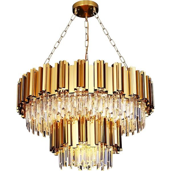 Modern Luxury Crystal Chandeliers,Round Pendant Light Contemporary Raindrop Ceiling Lights Fixtures  | Amazon (US)
