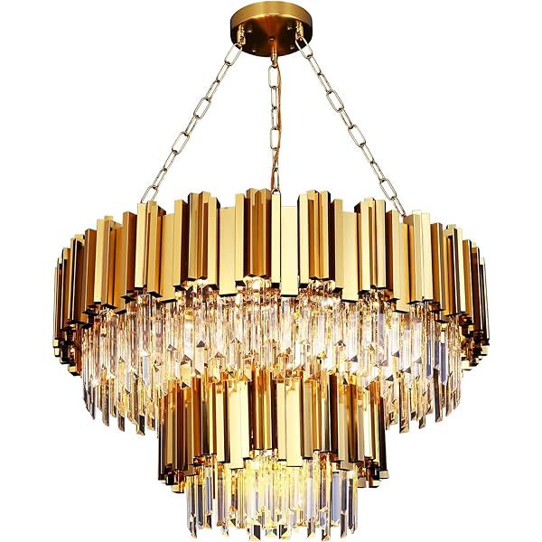 Modern Luxury Crystal Chandeliers,Round Pendant Light Contemporary Raindrop Ceiling Lights Fixtures  | Amazon (US)