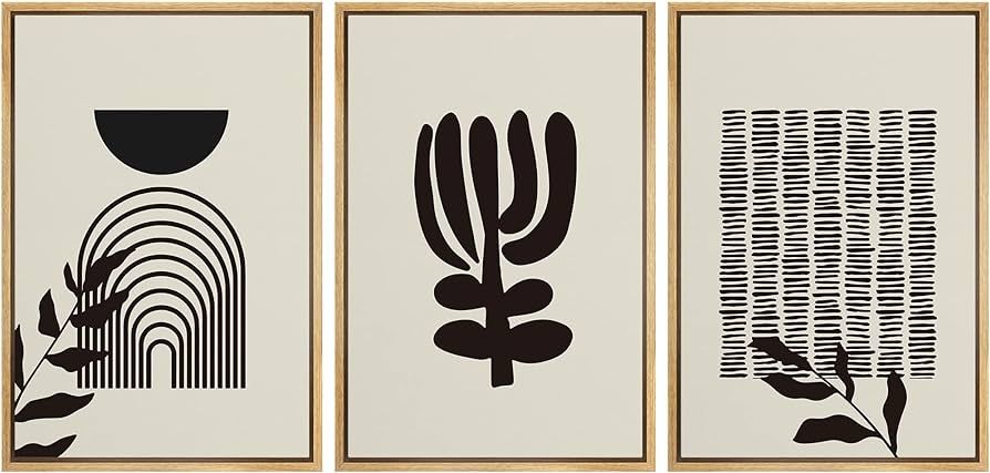 SIGNLEADER Framed Canvas Print Wall Art Set Minimal Duotone Forest Plant Geometric Collage Abstra... | Amazon (US)
