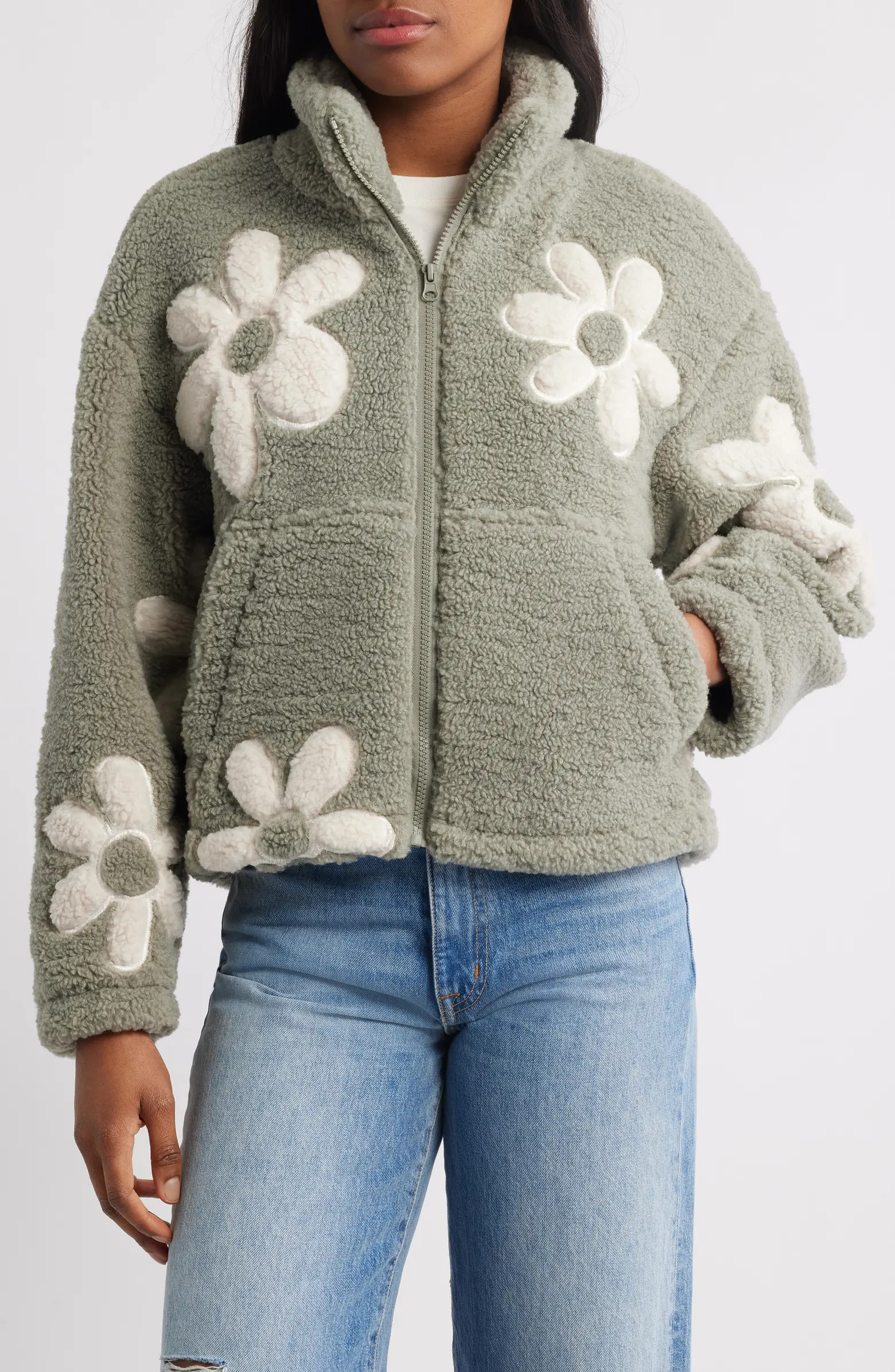 Thread & Supply High Pile Fleece Floral Jacket | Nordstrom | Nordstrom