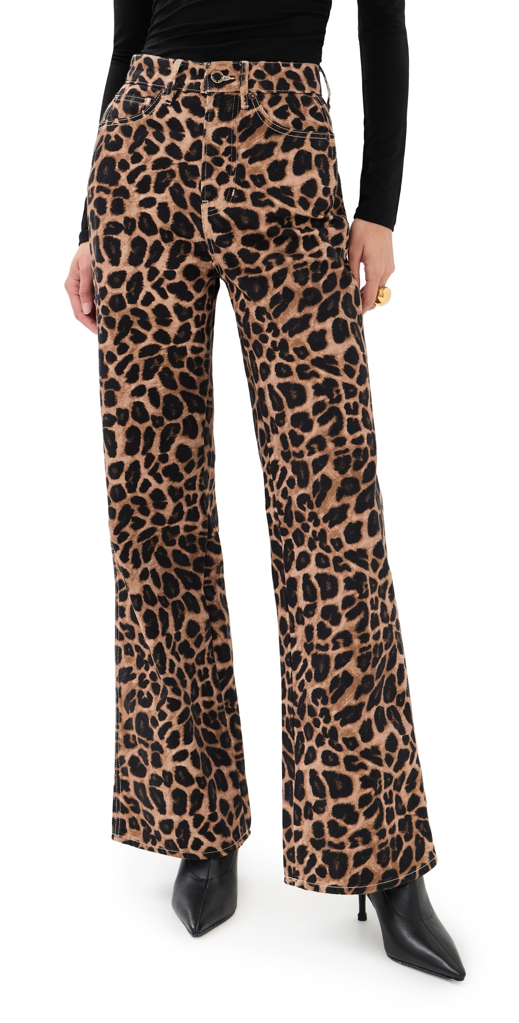 Veronica Beard Jean Taylor High Rise Wide Leg Jeans Washed Leopard 30 | Shopbop