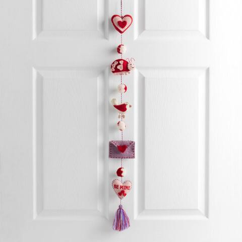 Felted Wool Valentine's Day Icons Hanging Decor | World Market