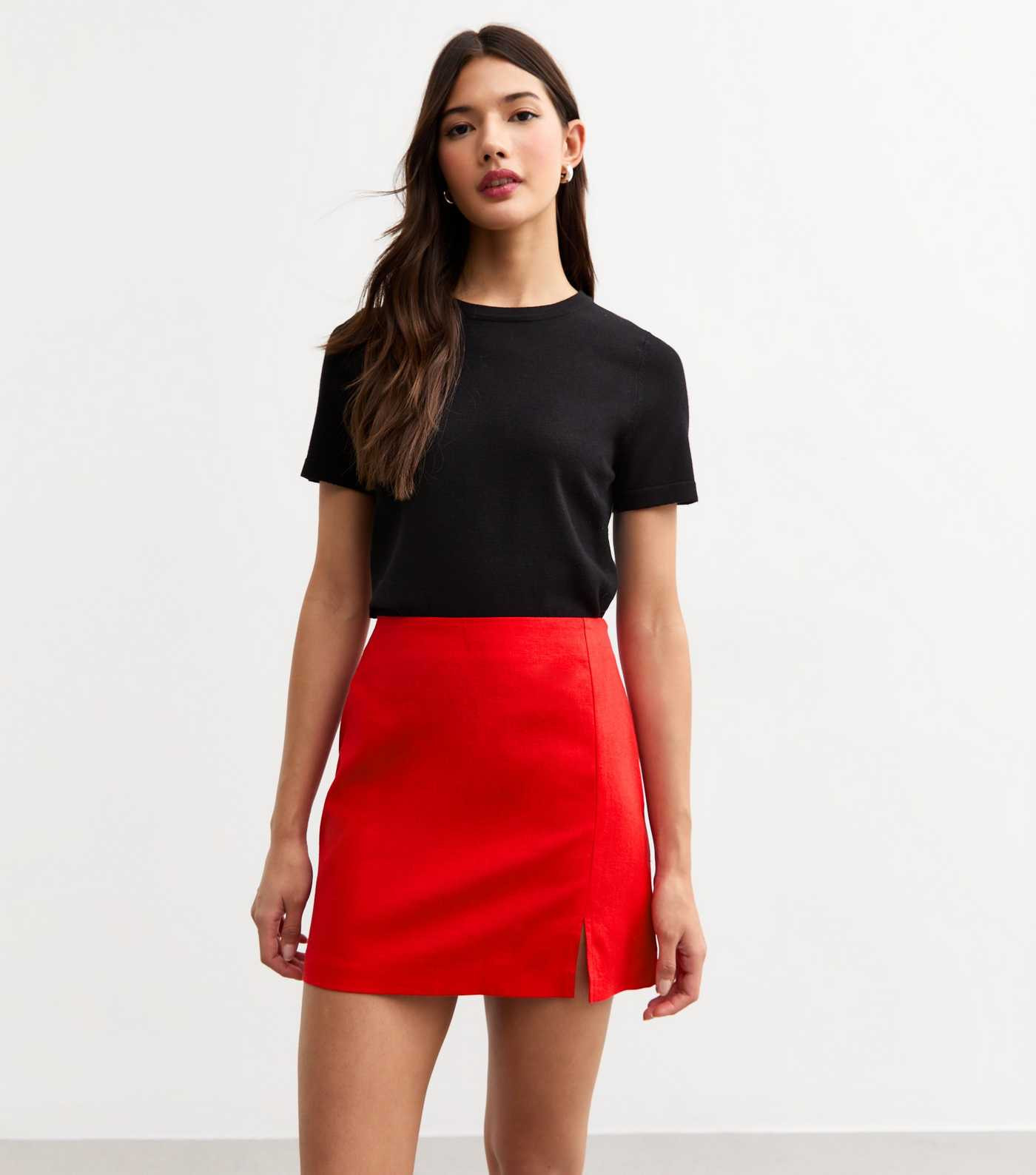 Red Soft Touch Linen Blend Pelmet Mini Skirt | New Look | New Look (UK)