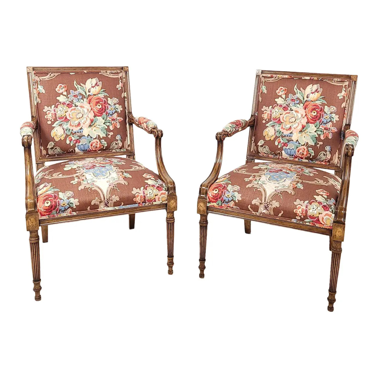 Pair of Vintage Louis XVI–Style Beechwood Armchairs, Circa 1980 | Chairish