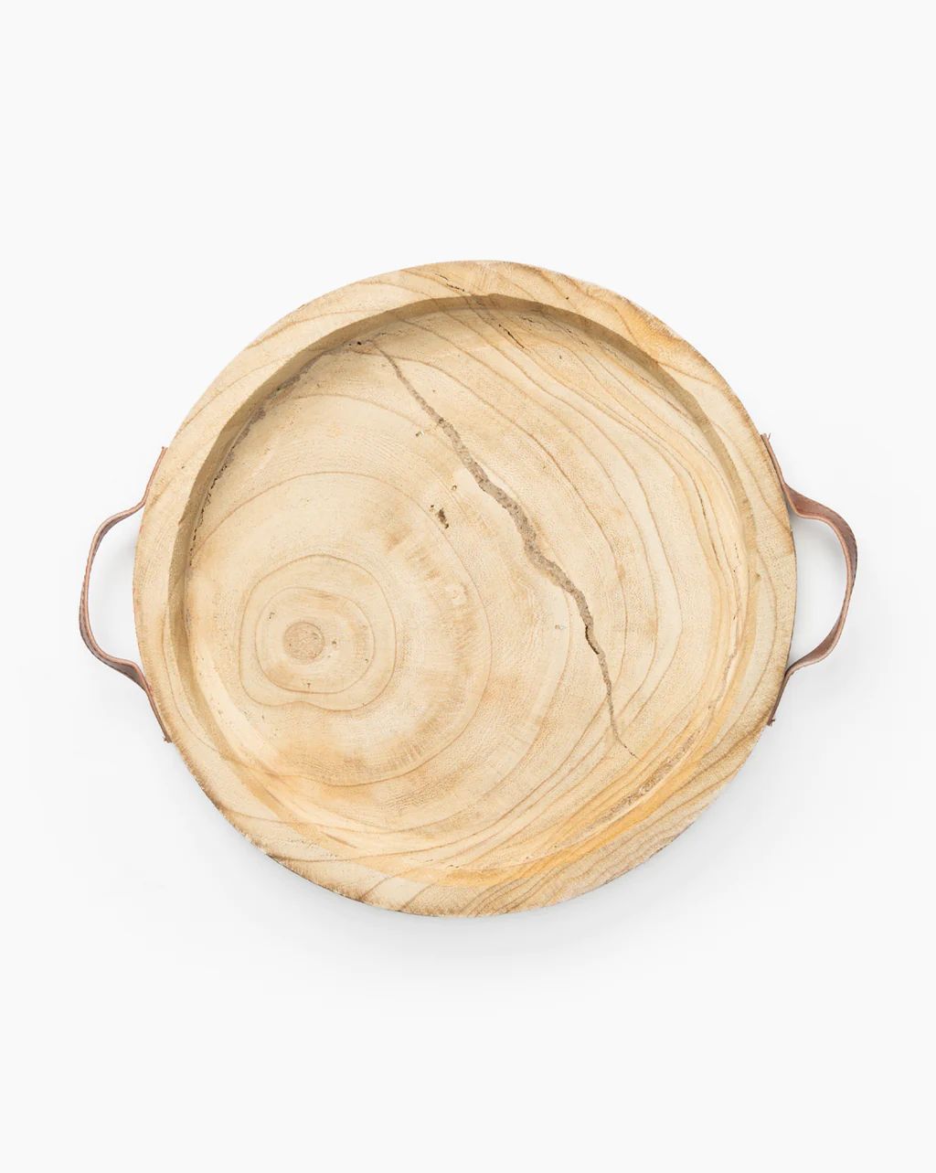 Carved Paulownia & Leather Tray | McGee & Co.