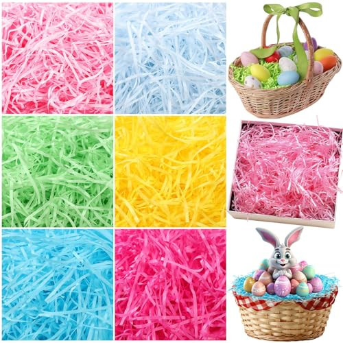 UPINLOOK 10.6 oz (300g) Easter Grass 6 Colors Recyclable Shred Paper for Basket Grass Stuffers Filler, Easter Gift Basket Filler, Egg Hunt, Gift Wrapping | Amazon (US)