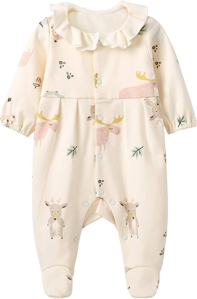 pureborn Newborn Baby Girl Boy Footie Footed Jumpsuit Pajamas Cotton Sleep and Play | Amazon (US)