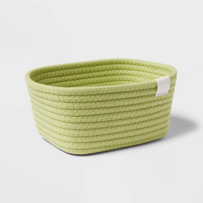 Coiled Rope Basket Lime Green - Brightroom™: Decorative Rectangle, Polyester & Cotton, 4"x8"x6", Spot Clean | Target