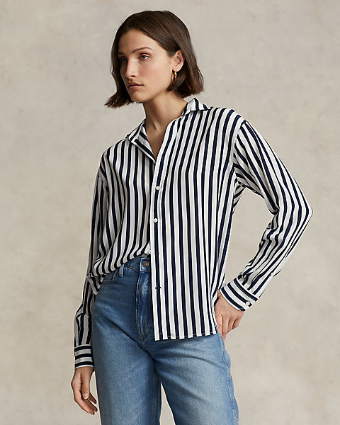 Relaxed Fit Striped Silk Shirt | Ralph Lauren (UK)