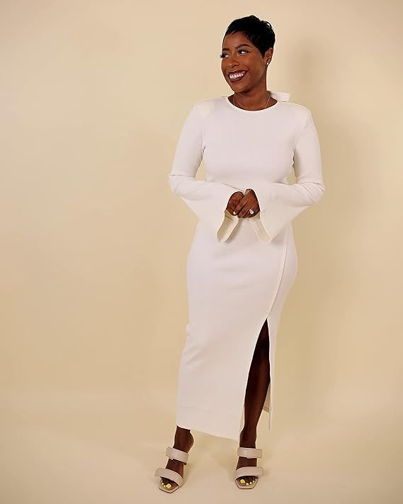 The Drop Women's Ivory Rib Knit Open Back Maxi Dress by @highlowluxxe | Amazon (US)