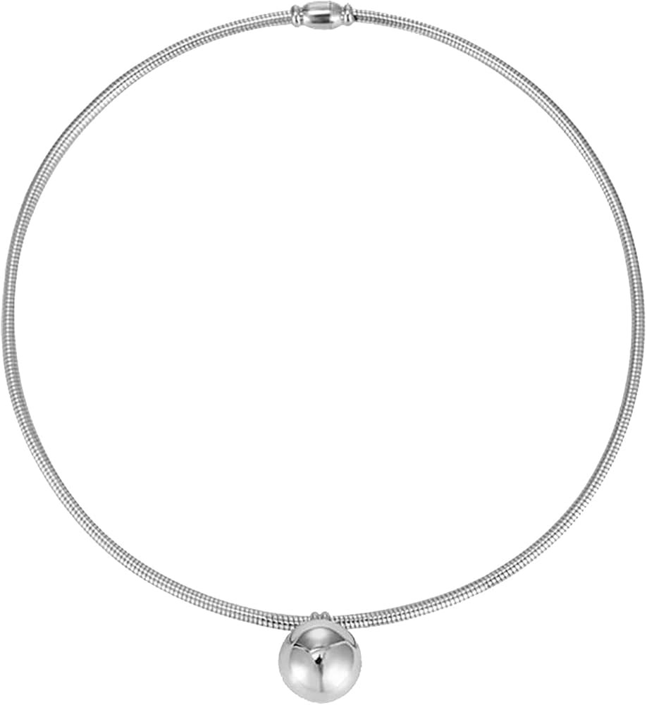 Stailess Steel Metal Curved Bar Tube Choker Necklace For Women,Statement Chunky Snake Chain Horiz... | Amazon (US)