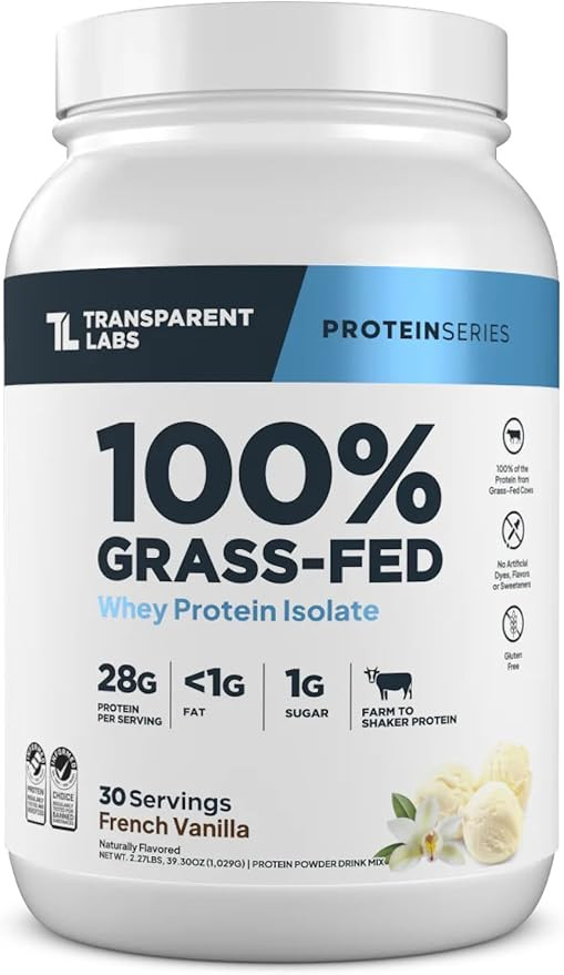 Transparent Labs Grass-Fed Whey Protein Isolate - Naturally Flavored, Gluten Free Whey Protein Po... | Amazon (US)