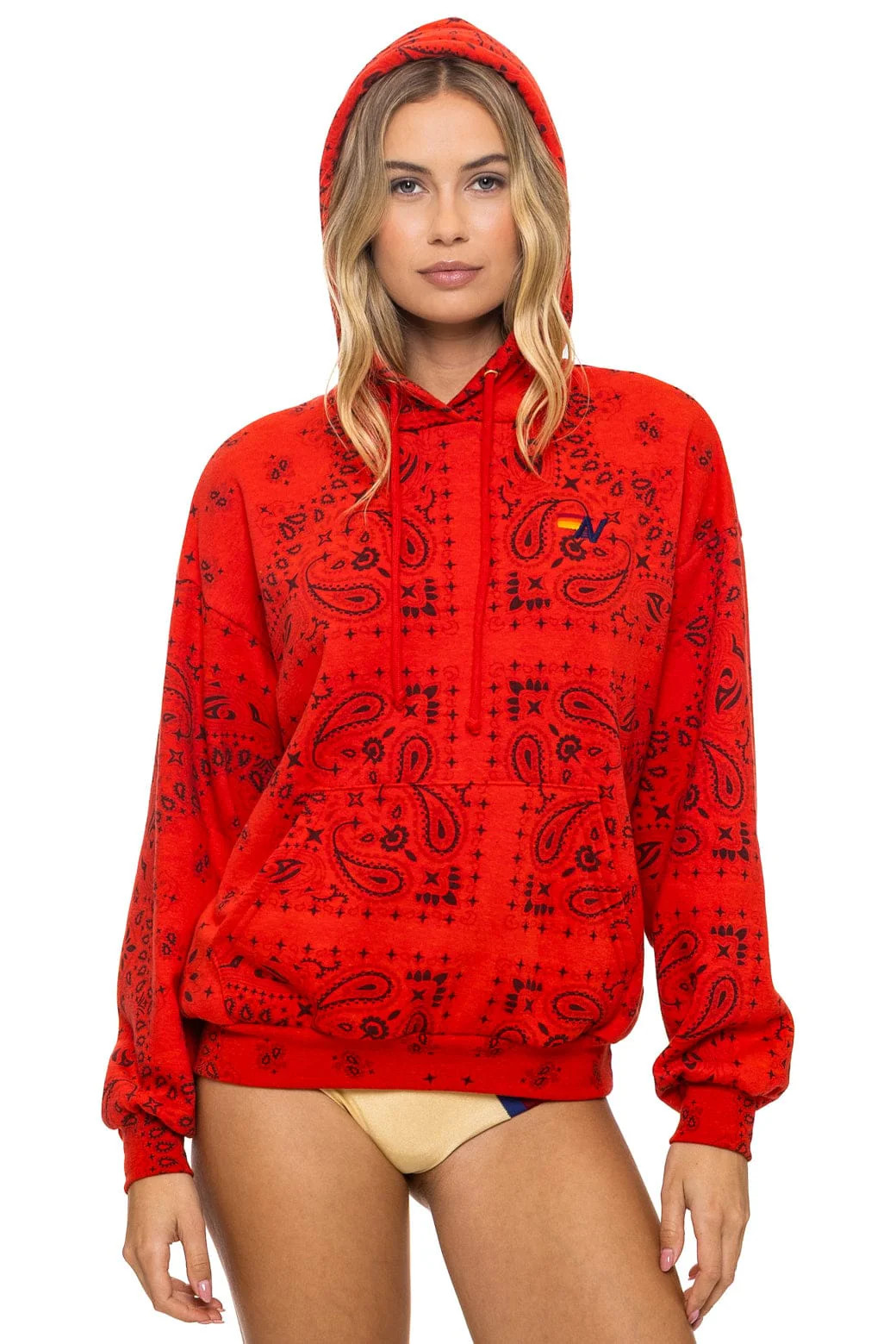 BANDANA RELAXED PULLOVER HOODIE - RED | Aviator Nation