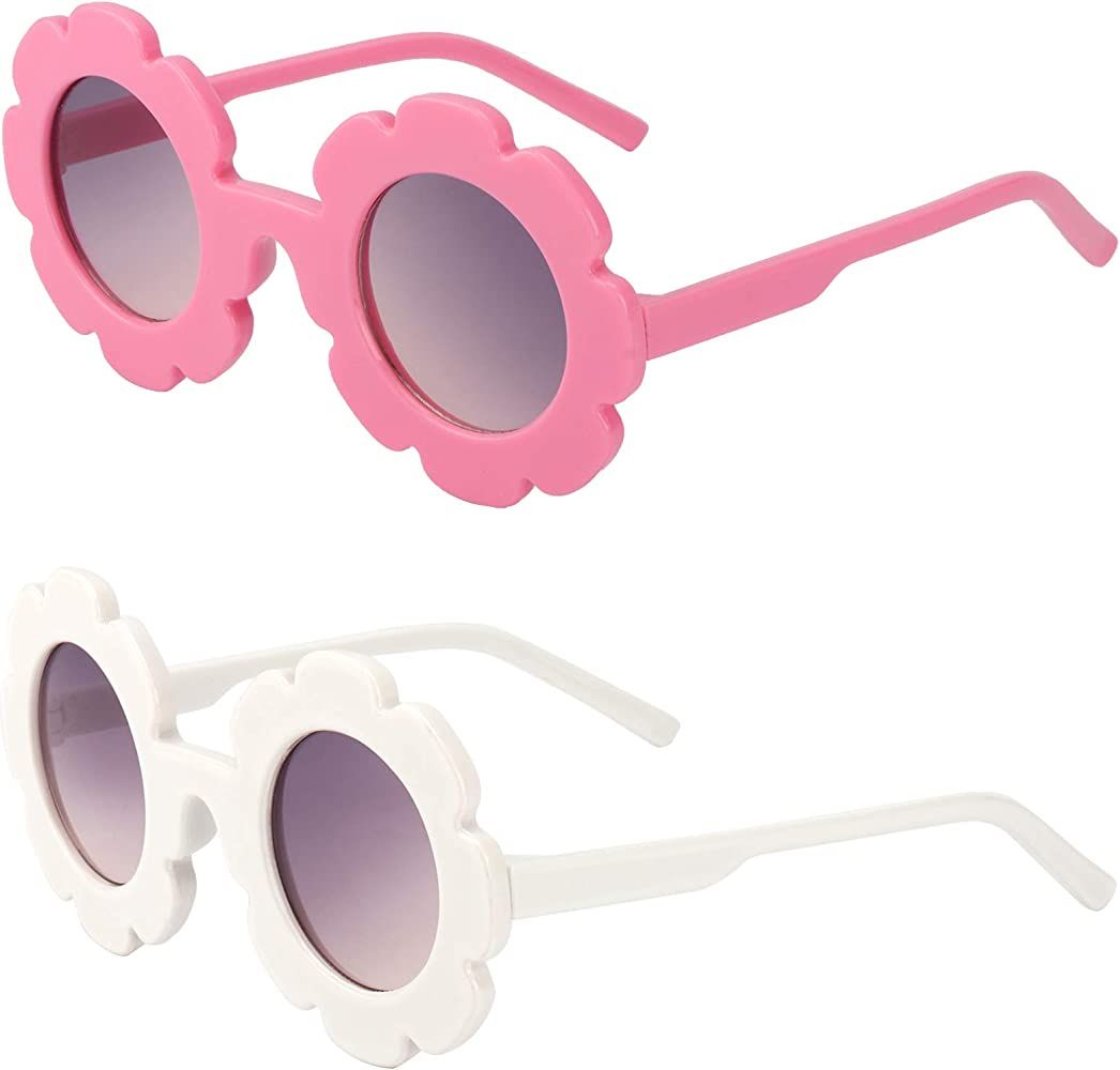 2 Pieces Round Flower Sunglasses Cute Kids Sunglasses UV Protection for Girls | Amazon (CA)