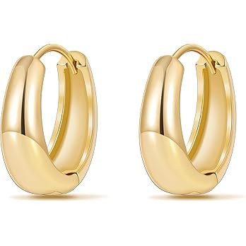 micuco Gold Hoop Earrings for Women, Gold Chunky Hollow Thick Hoops Earrings for Women | Amazon (US)