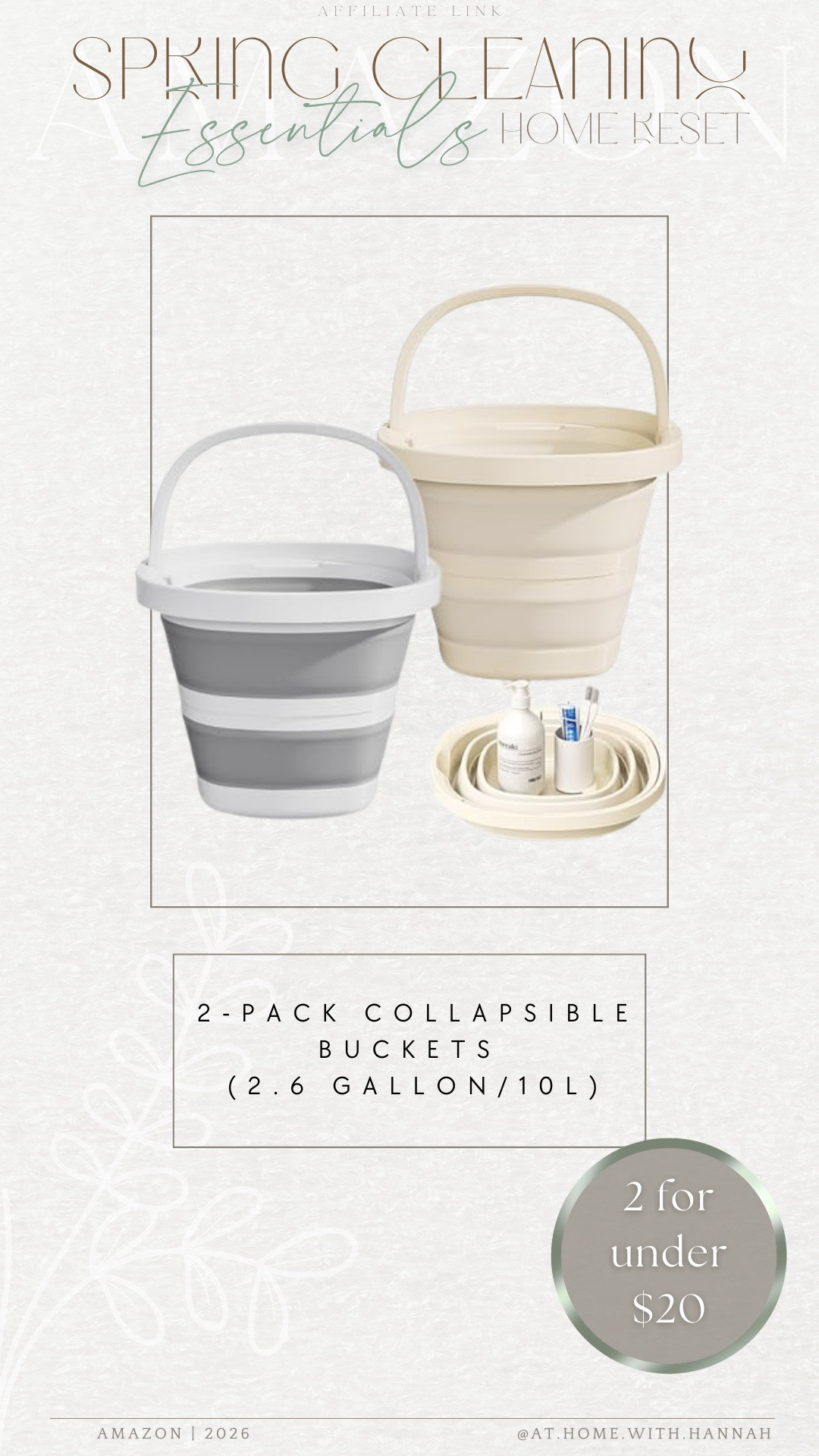 These collapsible buckets are such a smart home find 🤍 
I love that you get two for under $20, and they’re so easy to store when you’re not using them.




•
collapsible buckets • foldable bucket • cleaning bucket • space saving home finds • portable bucket • small space cleaning tools • under 20 amazon finds • practical home organization

#collapsiblebuckets #foldablebucket #cleaningbucket #spacesavinghomefinds #practicalhomeorganization #ltkhome #ltkfinds #amazonhomefinds

#LTKSaleAlert #LTKHome #LTKmomlife