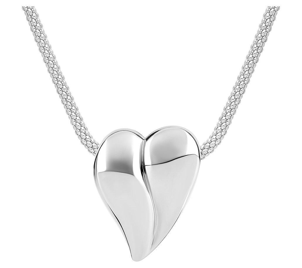 Ariva Sterling Silver Modern Heart Necklace | QVC