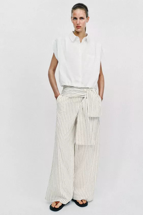 WIDE LEG SCARF PRINT PANTS | Zara US