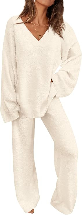 PRETTYGARDEN Lounge Sets for Women 2 Piece Pajama Set | Fuzzy Chunky Knit Sweater Outfits, Fall W... | Amazon (US)