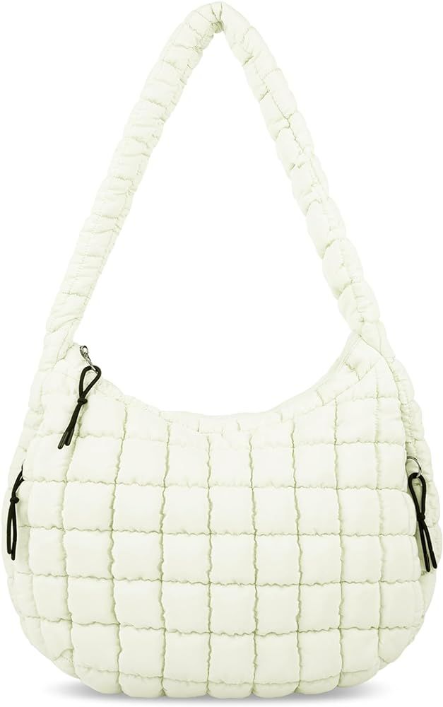 Puffer Tote Bag for Women, Large Quilted Tote Bag Puffy Crossbody Bag with Zipper, Nylon Quilted ... | Amazon (US)