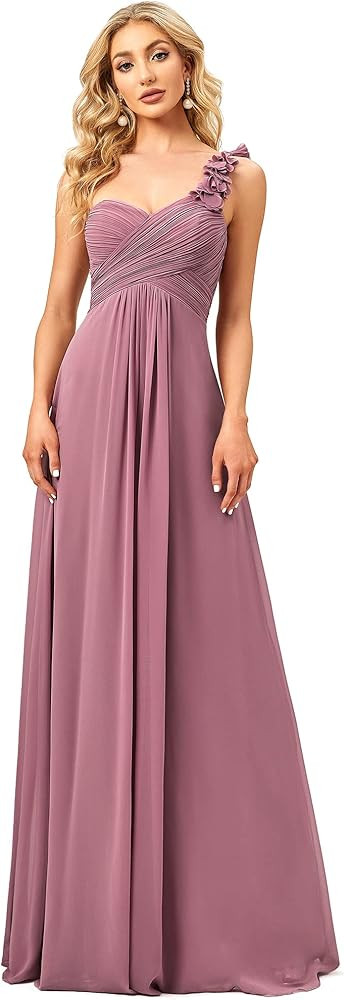 Ever-Pretty Womens Elegant One Shoulder Empire Waist Flowy Maxi Bridesmaids Dress 09768-USA | Amazon (US)