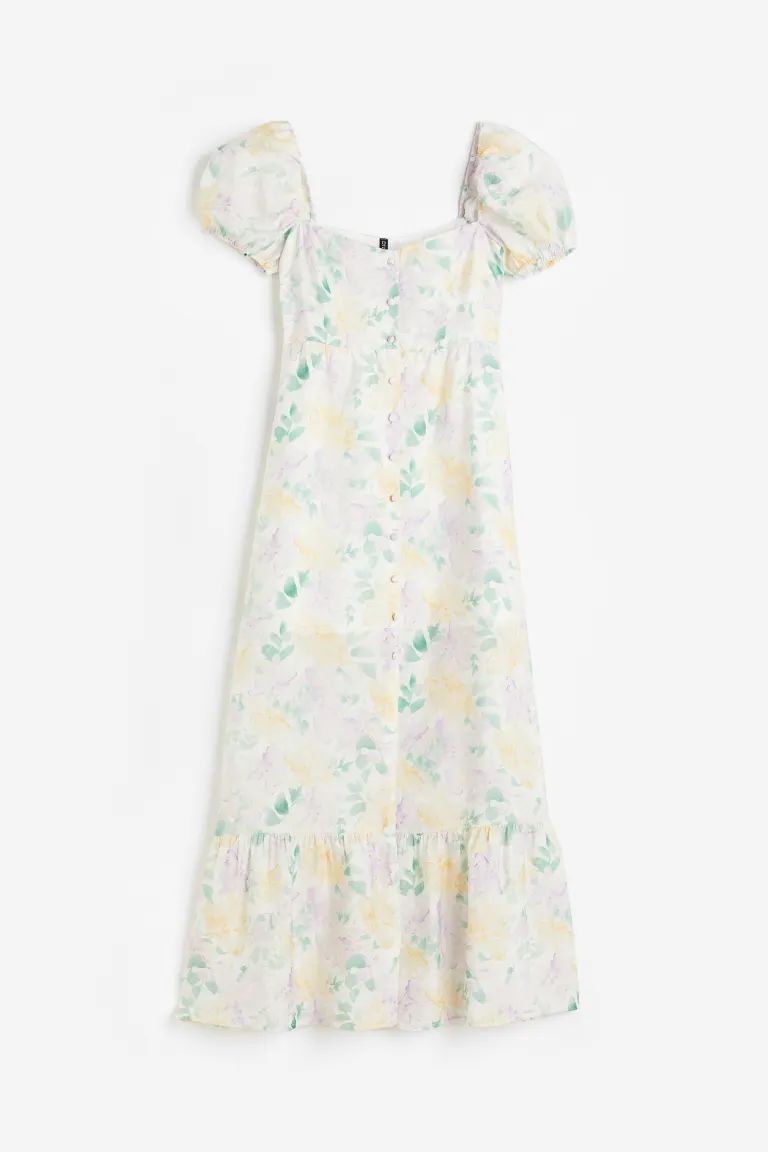 Button-front Puff-sleeved Dress | H&M (US + CA)