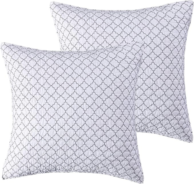 Levtex Home - Pisa Euro Sham Set of 2- Two Pillow Shams 26x26 - Grey, White- Cotton | Amazon (US)