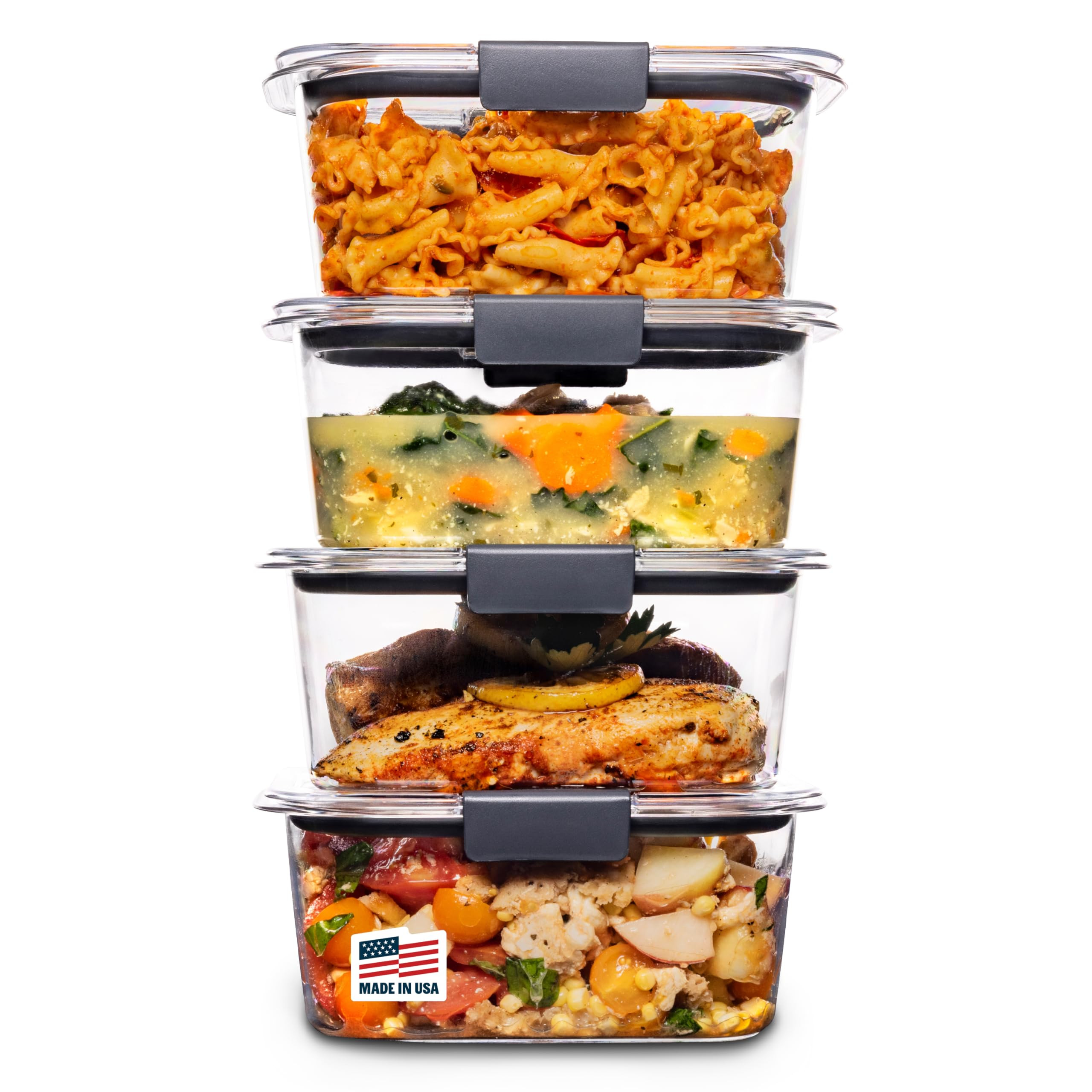 Rubbermaid Brilliance BPA Free Airtight Food Storage Containers with Lids, Set of 4 (4.7 Cup) Ide... | Amazon (US)