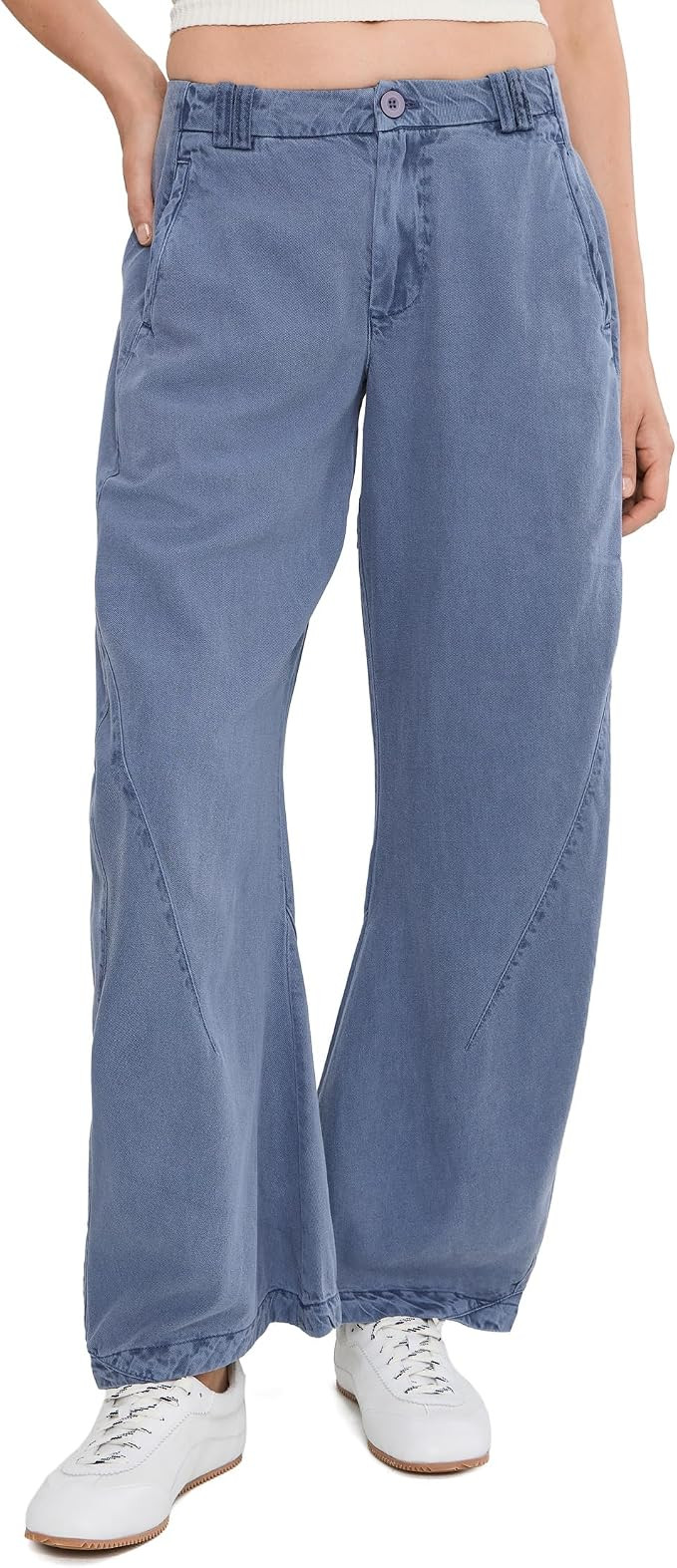 Free People Women's Spotlight Washed Barrel Chino Trousers | Amazon (US)