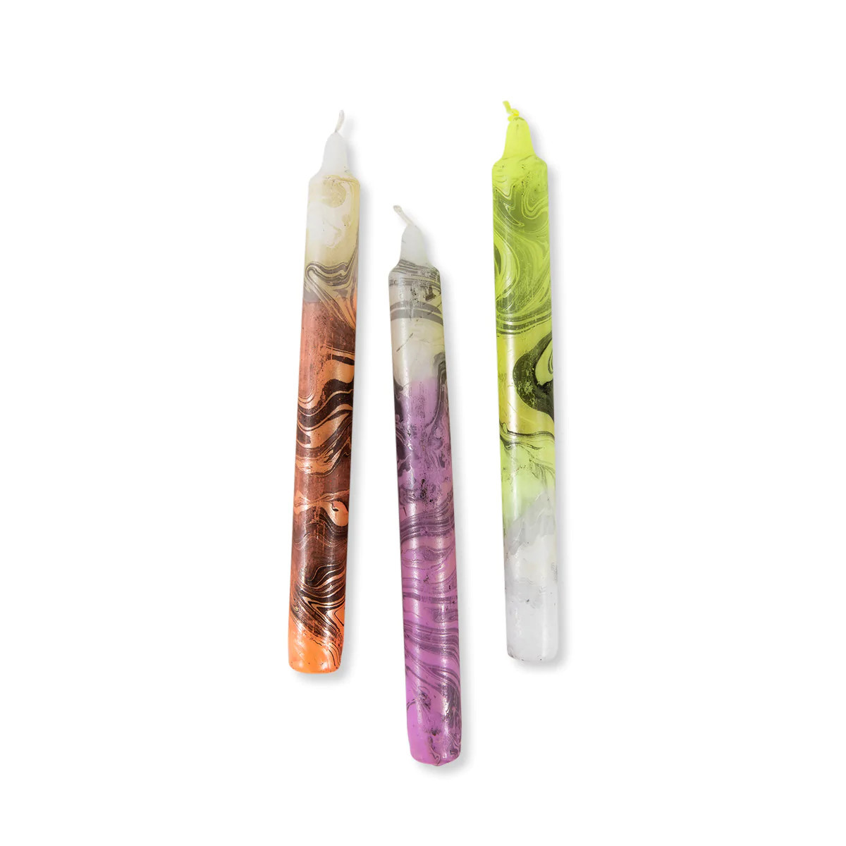 Furbish Studio - Marbleized Taper Candles S/3 | Furbish Studio