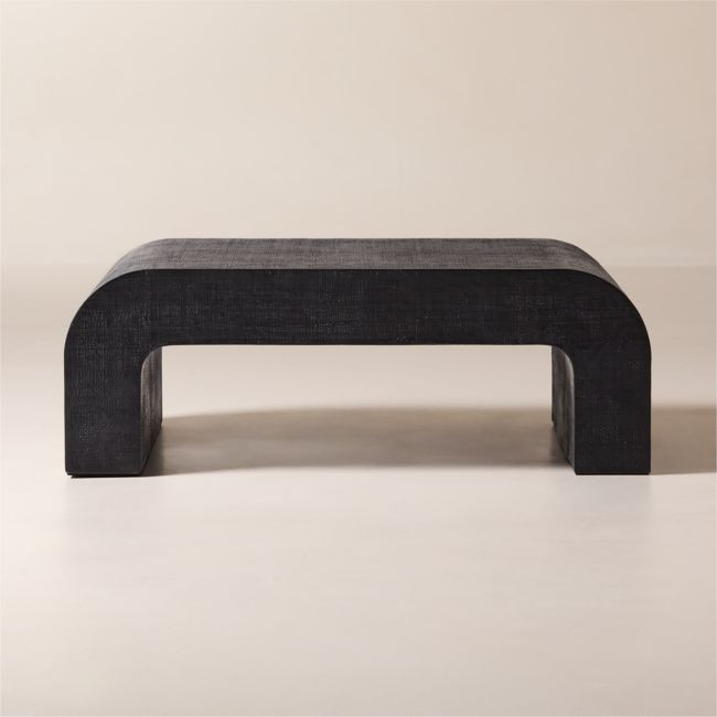 Crescent 46"" Square Black Resin Coffee Table | CB2