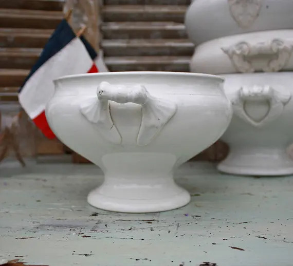 Antique Tureen / Soup Tureen / St Amand / Ironstone Tureen / French Tureen / French Kitchen / White  | Etsy (US)