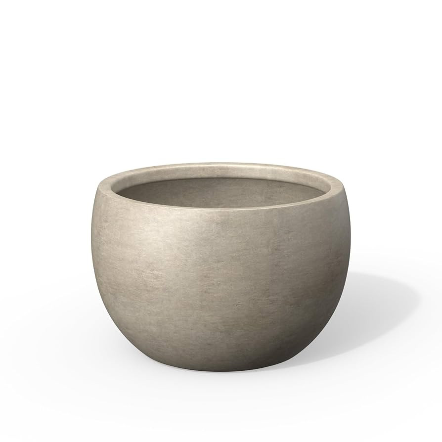 Kante 15.7-Inch Dia Round Concrete Planter, Bowl-Style Flower Pot with Drainage Hole for Patio, G... | Amazon (US)