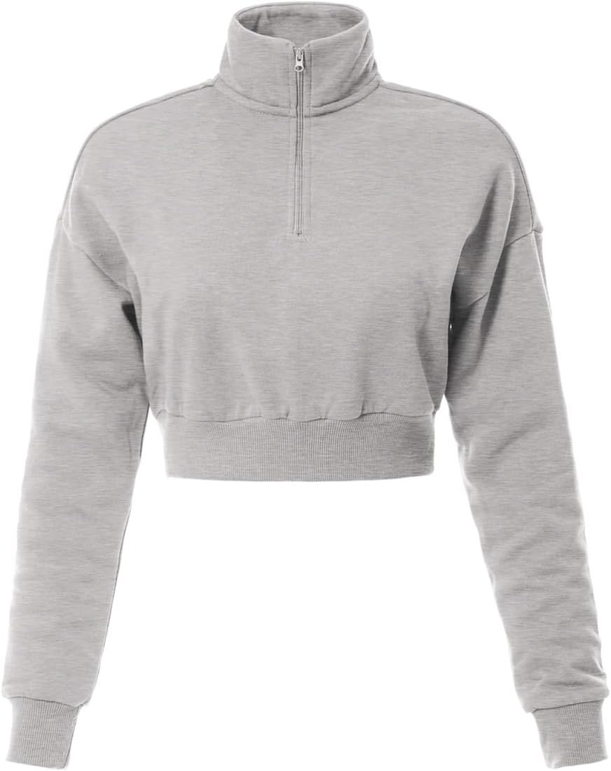 MixMatchy Women's Solid Cozy Half Zip-Up Pullover Sweatshirt Top | Amazon (US)